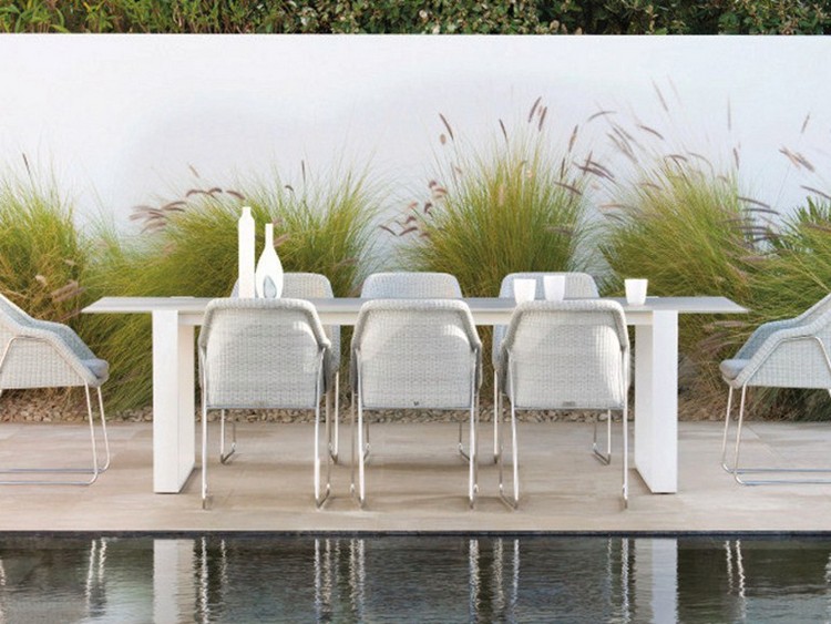 table d’extérieur –design-rectangulaire-blanche-PRATO-MANUTTI