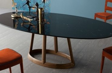 table salle à manger plateau ovale marbre design Greeny Bonaldo
