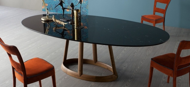 table salle à manger plateau ovale marbre design Greeny Bonaldo