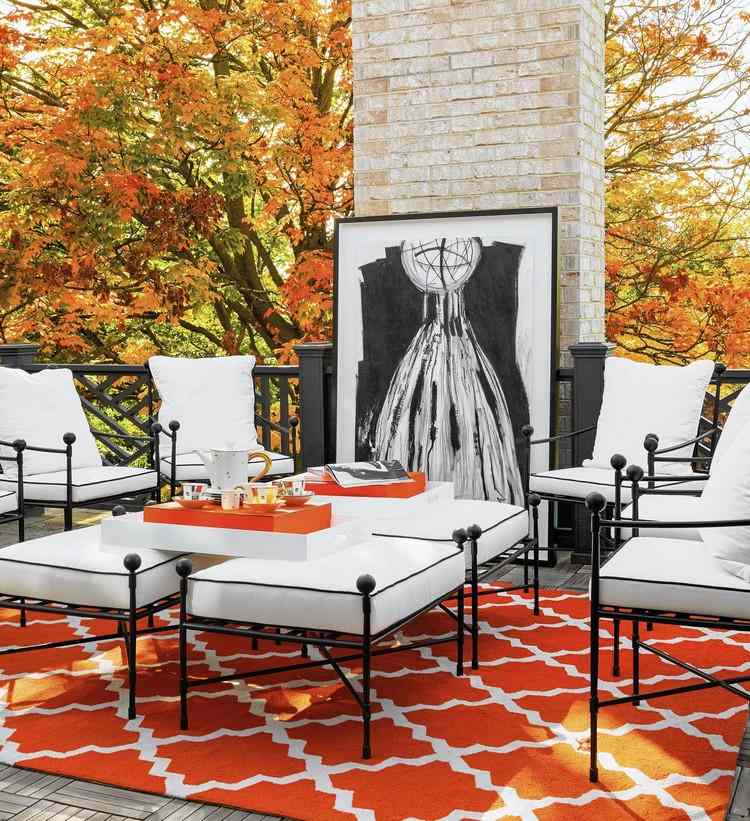 20 idées de tapis d'extérieur – réussir la déco du coin repas Cheminée Exterieure Créatif