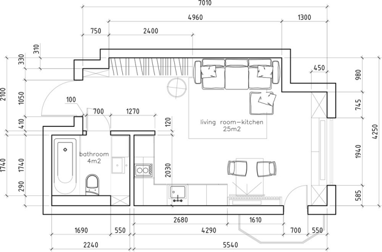 aménager-studio-plan-architectural-appartement