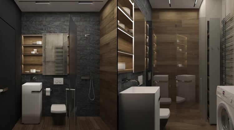aménager-studio-salle-bains-moderne-parement-gris-anthracite