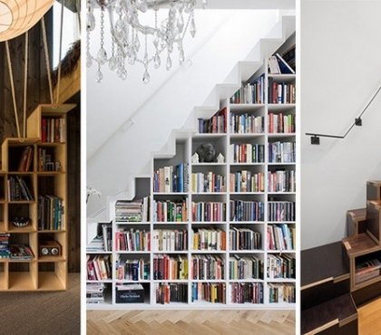 bibliothèque escalier -bois-blanc-pratique-moderne