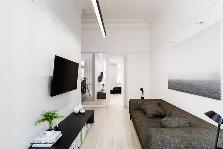 décoration-noir-blanc-appartement-minimaliste-chaleureux-élégant