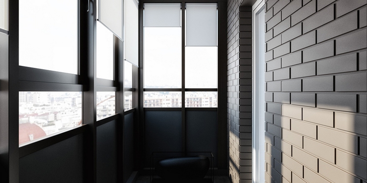 décoration-noir-blanc-balcon-parement-brique-noire-mate-stores