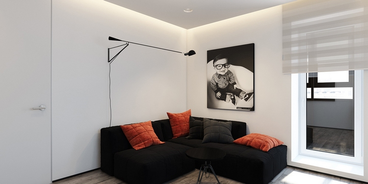 décoration noir et blanc moderne-chambre-amis-minimaliste