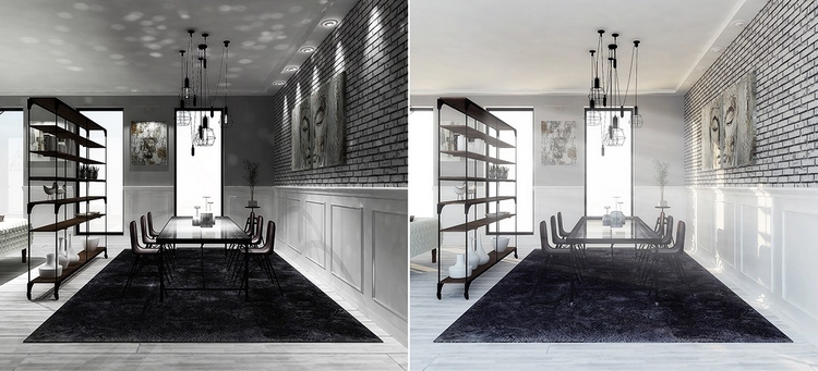 décoration-noir-blanc-salle-manger-moderne-syle-éclectique