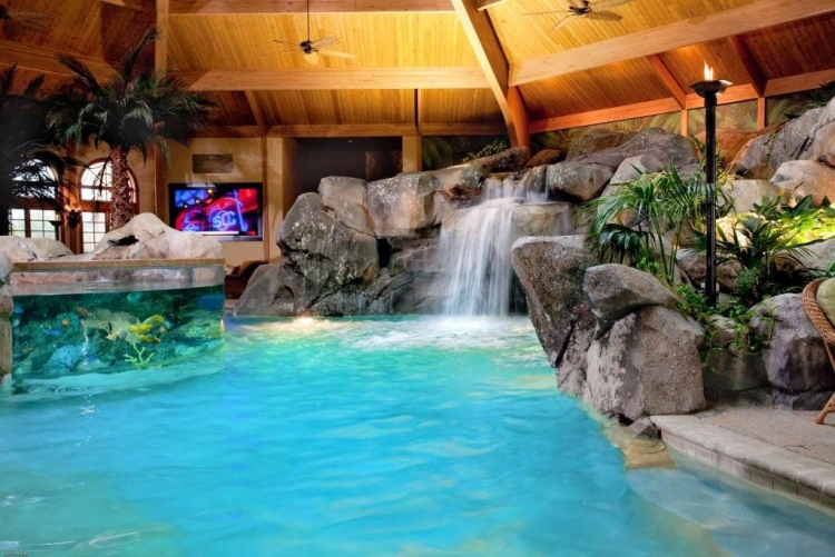 grande-piscine-intérieure-naturelle-plafond-bois-pierres-naturelles