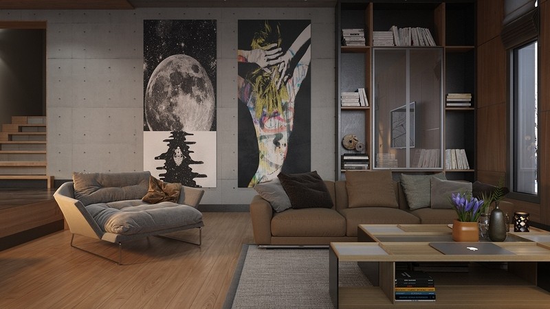 Tableau moderne grand format dans le salon en 32 idées de décoration murale design