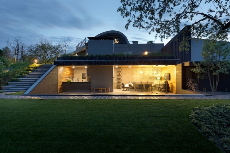 jardin et terrasse -architecture-moderne-terrasse-baie-vitree