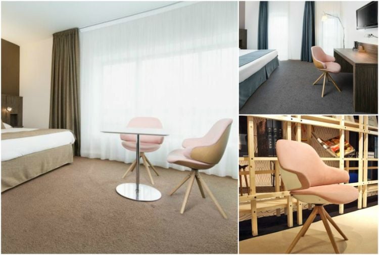 meubles design -chaises-pietement-bois-clair-tapisserie-rose-quartz-CIELSWEET