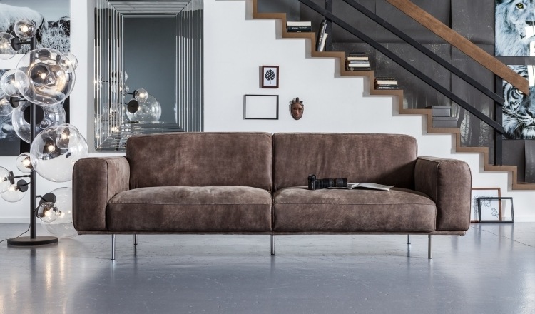meubles salon design- canapé droit 2 places velours chocolat