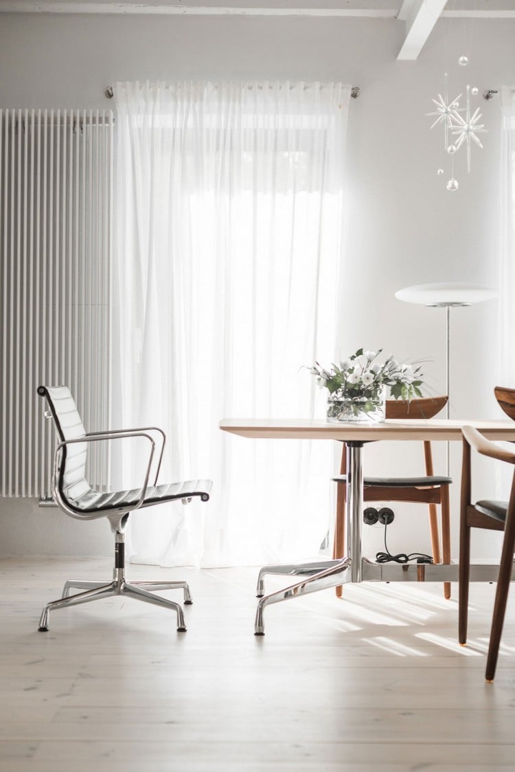 mobilier scandinave vintage -moderne-salle-manger-blanche