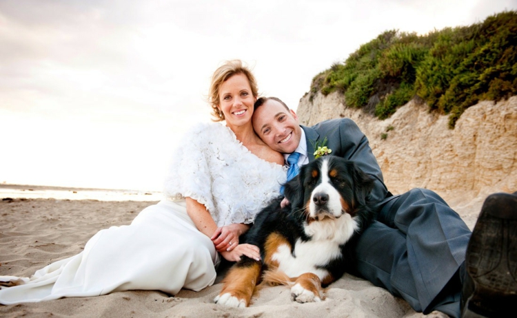 photos de mariage originales-chien-bord-plage