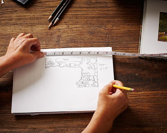 plan de jardin à dessiner soi-même à l'échelle papier et crayon