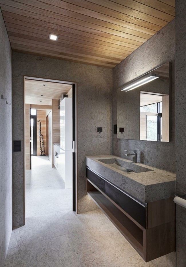 salle-bain-bois-lavabo-béton-plafond-bois-meuble-rangement