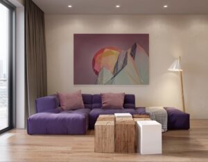 tableau moderne tons pastel formes géométriques grand format