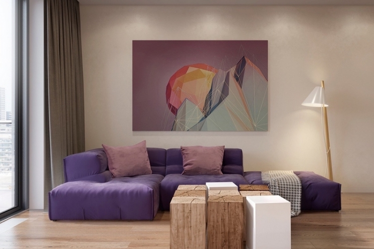 tableau moderne tons pastel formes géométriques grand format