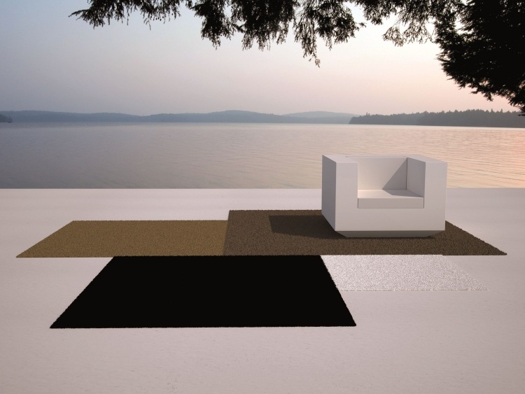 tapis extérieur –Vondom-vela-rectangles-noir-blanc-marron-terrasse