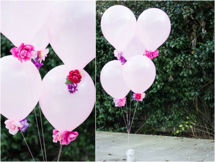 bricolage de décoration avec ballons gonflables hélium-décorés-fleurs-mariage