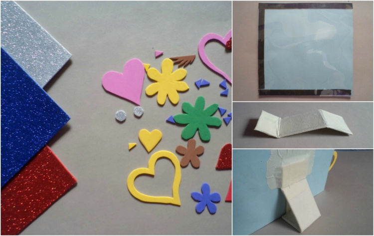 bricolage en papier mousse-cadre-photo-diy-fleurs-coeurs-papier-eva