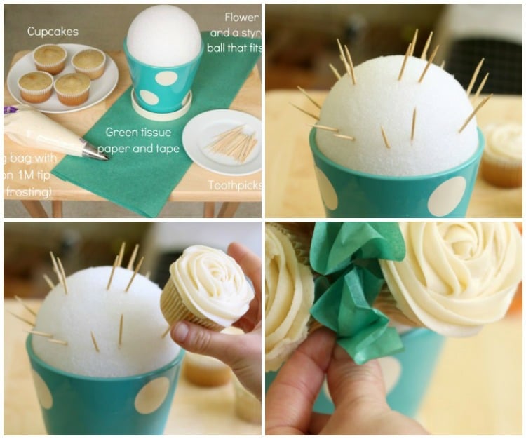 bricolage pour la fête des mères -bouquet-cupcakes-instructions
