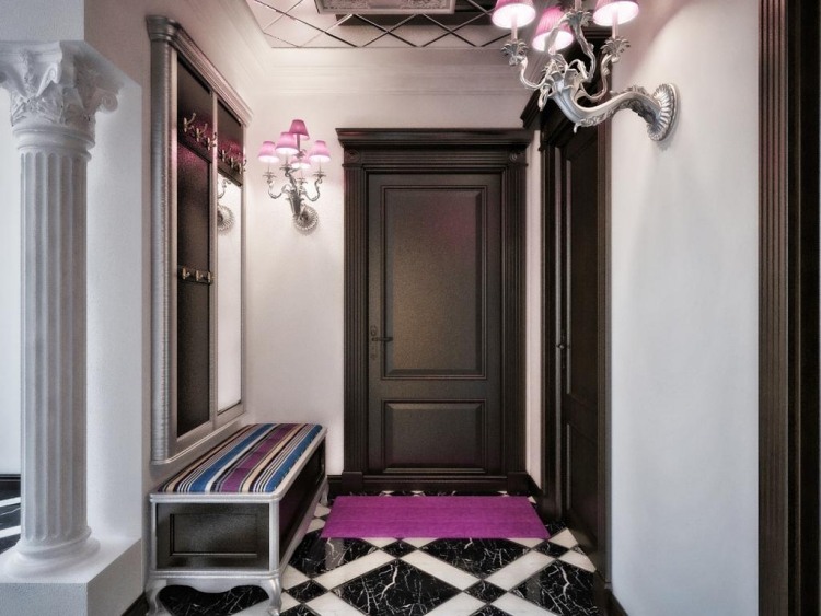 carrelage-original-luxe-intérieur-noir-blanc-applique-baroque