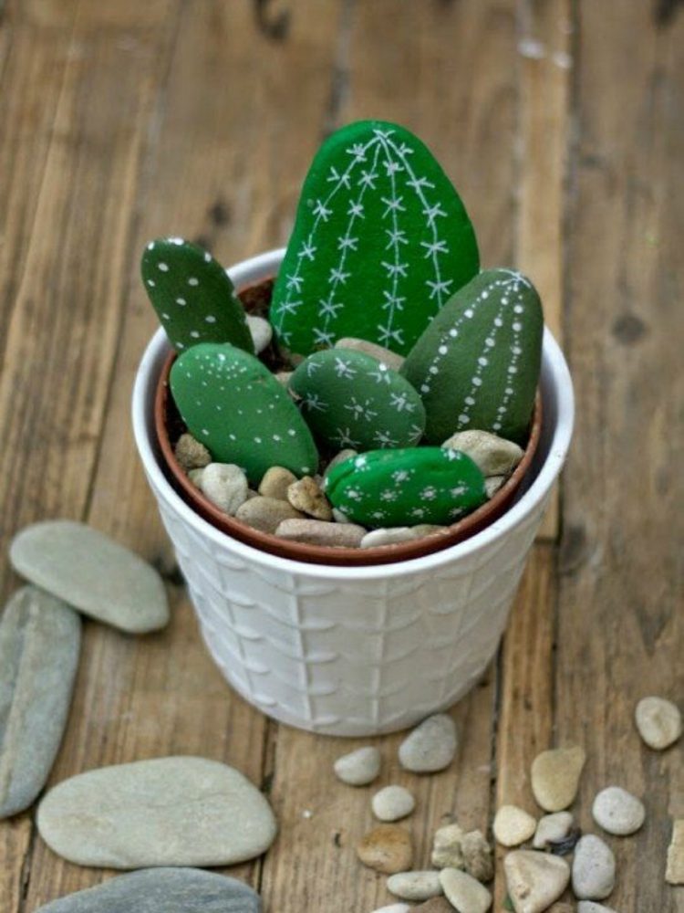 décoration terrasse -diy-pot-cactus-galets