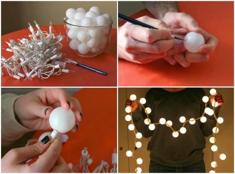 décoration terrasse -guirlande-lumineuse-romantique-créative-balles-ping-pong