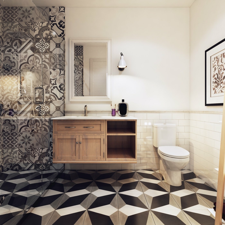 déco-style-scandinave-meuble-lavabo-bois-carrelage-patchwork