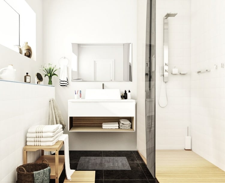 déco-style-scandinave-meuble-lavabo-laqué-blanc-carrelage-noir
