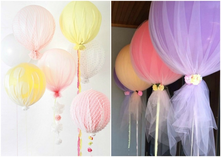 décoration ballons gonflables hélium habillés de tulle autres tissus fins et légers