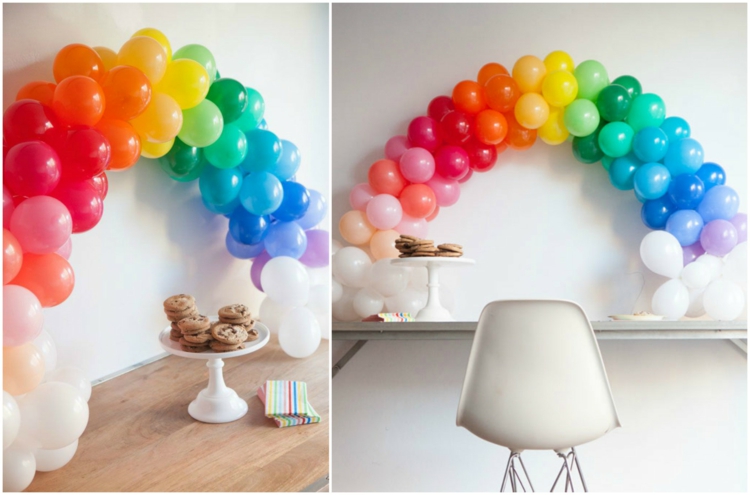 décoration-ballons gonflables multicolores arc-en-ciel anniversaire enfant adulte