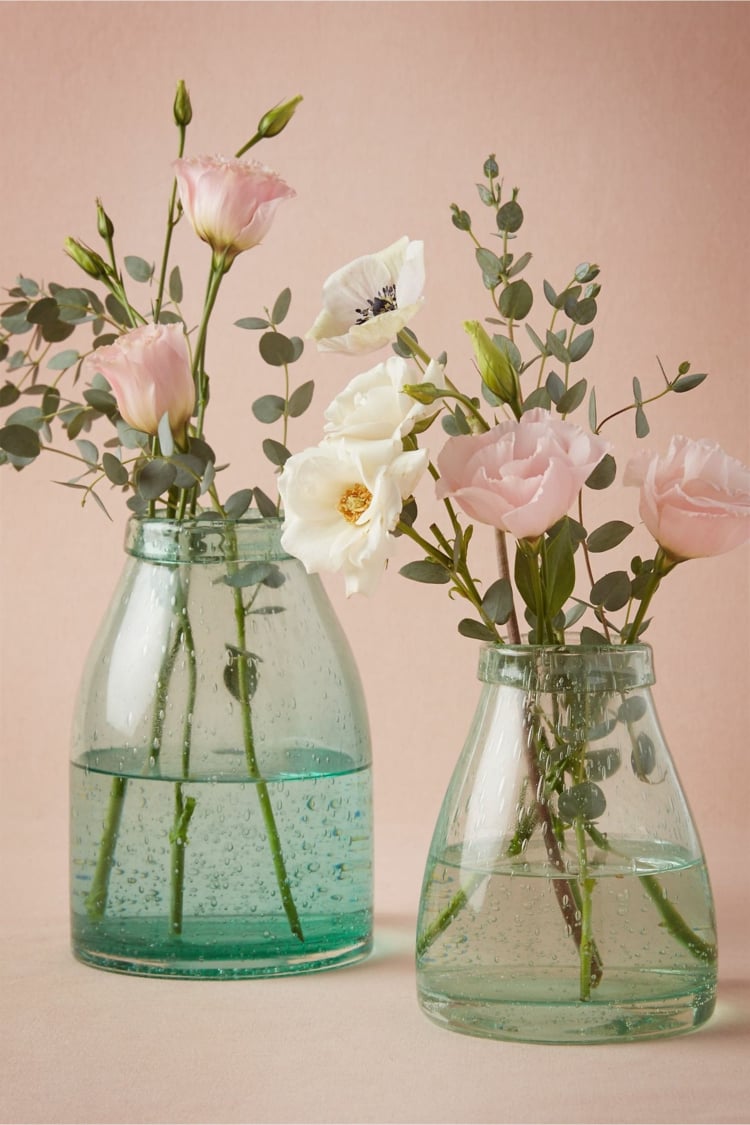 décoration vase en verre bulles oxtgène composition eustomas roses