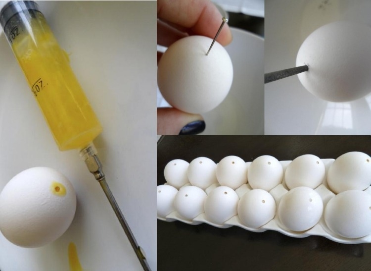 décoration œufs de pâques seringue-coloration-processus