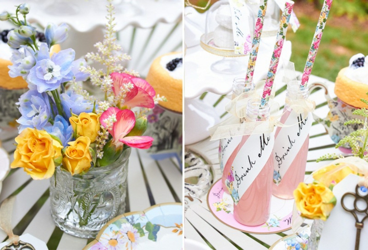 fête à thème Alice au pays des merveilles idées-décoration-florale-table-festive