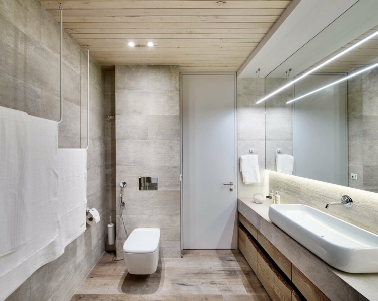 intérieur-blanc beige salle-bains-revêtements-meubles-pierre-naturelle-bois-massif