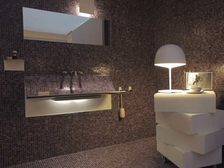 lavabo salle de bain SKIN-revêtement-mural-sol-mosaique-marron