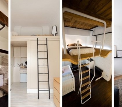 lit mezzanine 2 places chambre adulte - idées-gain-espace-studios-petits-appartements