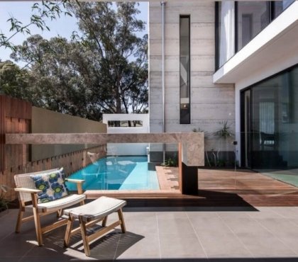 meubles bois modernes terrassse-jardin-piscine-maison-Perth-Australie