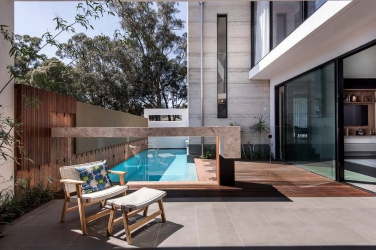 meubles bois modernes terrassse-jardin-piscine-maison-Perth-Australie