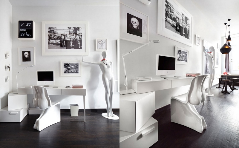 meubles bureau à la maison blancs chaise design-photos-noir-blanc