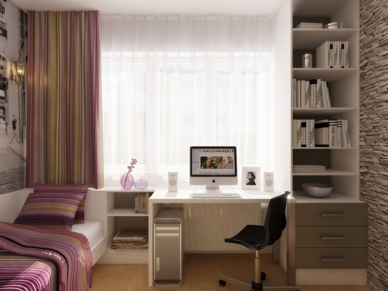 meubles bureau maison chambre-ado-colonne-rangement-literie-rideaux