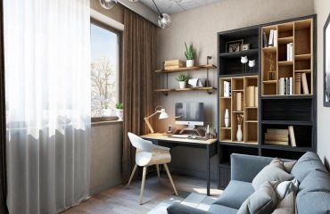 meubles bureau modernes bois-clair-bois-noir-étagères-industrielles