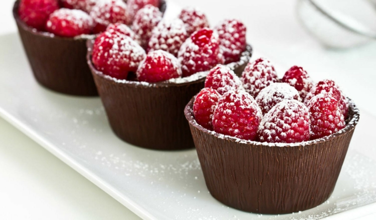 salade-fruits-dessert-fête-enfant moules cupcakes chocolat remplies de framboises
