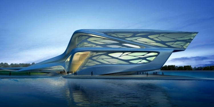 architecture-futuriste-bâtiment-abstrait-eau-dubai-zaha-hadid