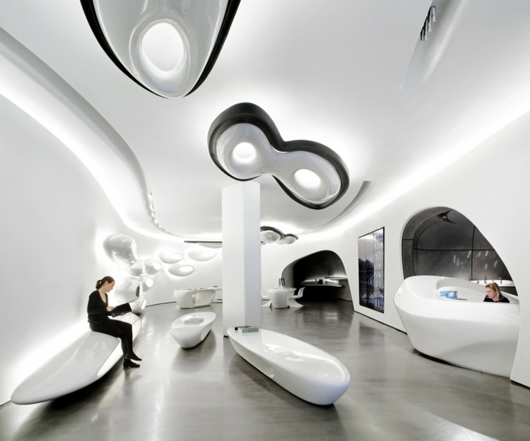 architecture-futuriste-roca-hall-réception-blanc-sol-oraganique