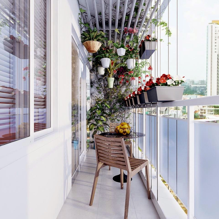 jardin vertical -balcon-plantes-grimpantes-pots-suspendus