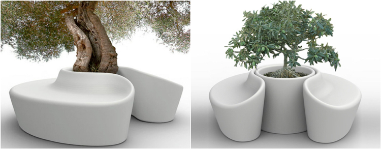 jardinières super originales -banc-tournant-blanc-minimaliste-Sardana-qui est paul