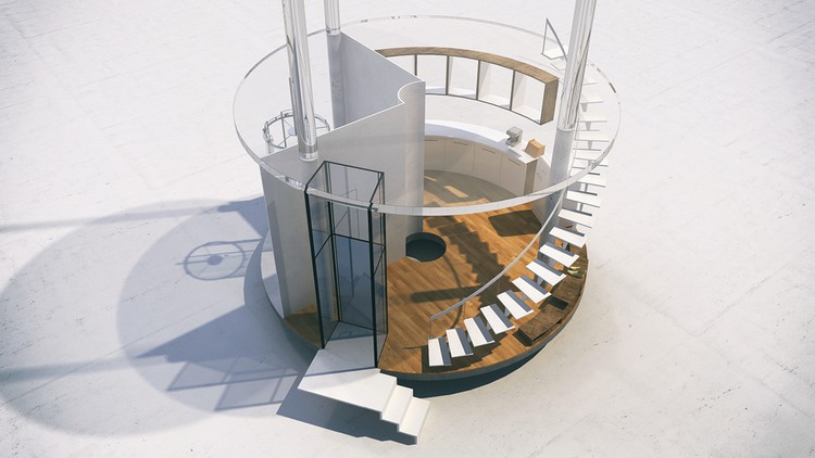 maison avec arbe escalier-colimaçon-étages-verre-projet